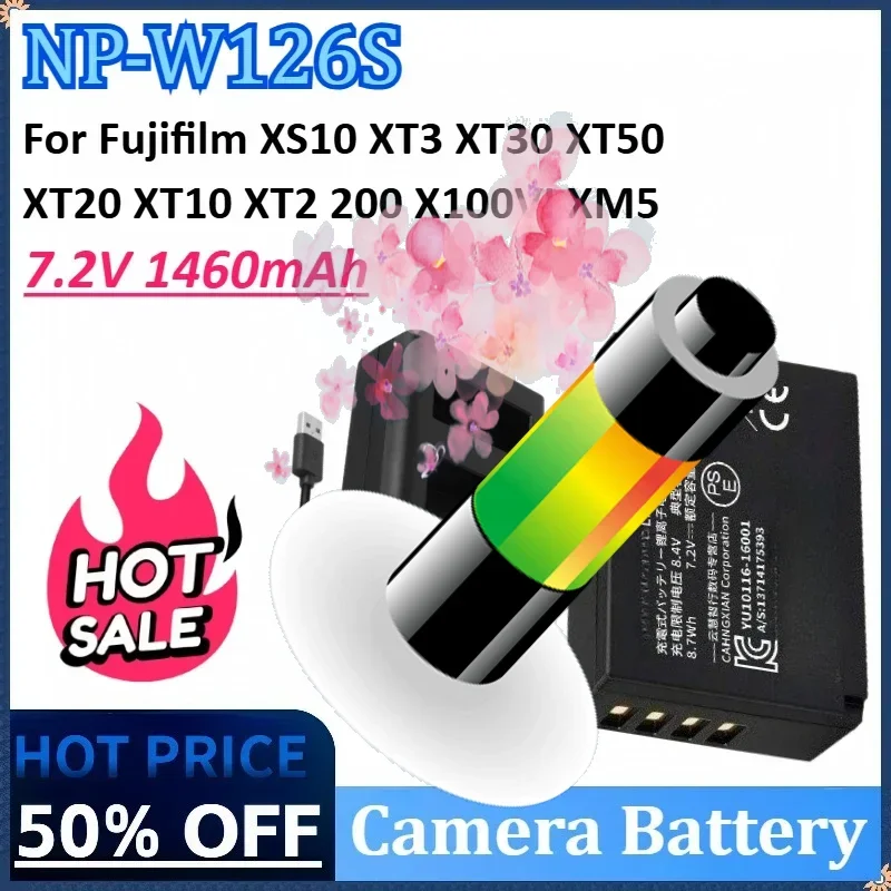

NP-W126S 7.2V 1460mAh Camera Battery with USB-C Fast Charging for Fujifilm XT30II XM5 X100VI X100V XS10 XT30 XT20 XE4 A5 Cameras