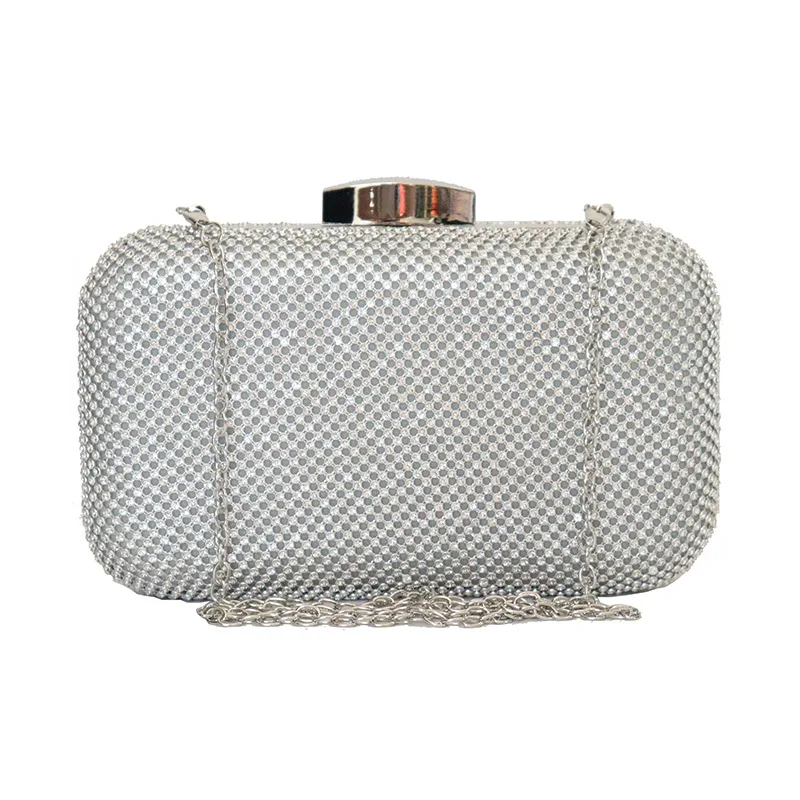 

Gold Silver Black Square Small Clutch Prom Party Evening Bags For Women Fashion Fine Diamond Luxury Clutch Chain Shoulder Bag