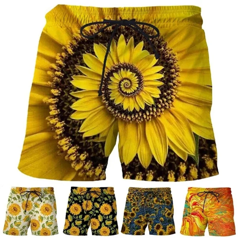 Nieuwe Kleurrijke Mode Zomer Zonnebloem 3d Print Unisex Casual Losse Short Strandbroek Mannelijke Vrouwelijke Kinderen Outdoor Sportkleding Shorts