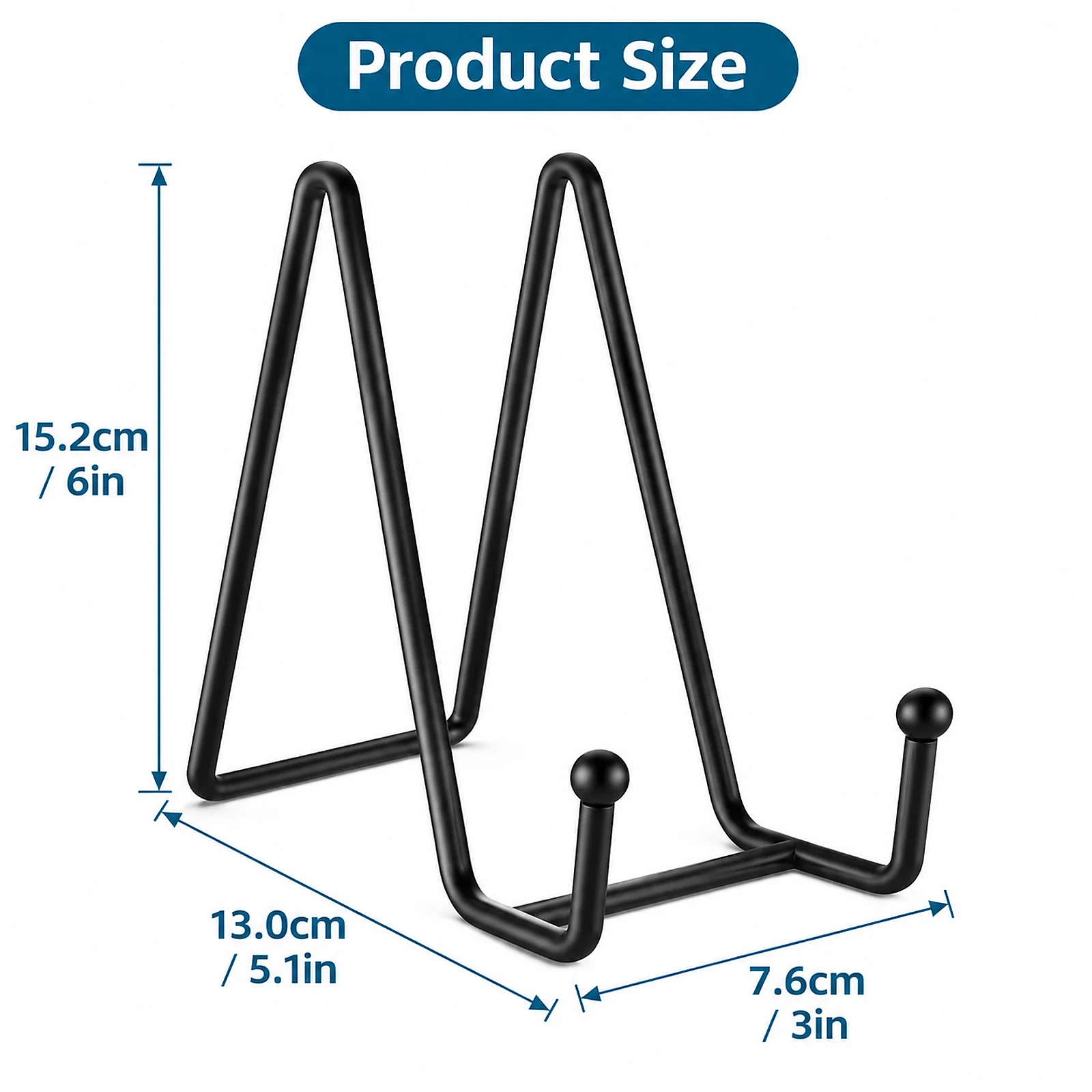 Zoyiancy 3pcs 6 Inch Black Iron Plate Display Stand Metal Picture Holder Tabletop Easel