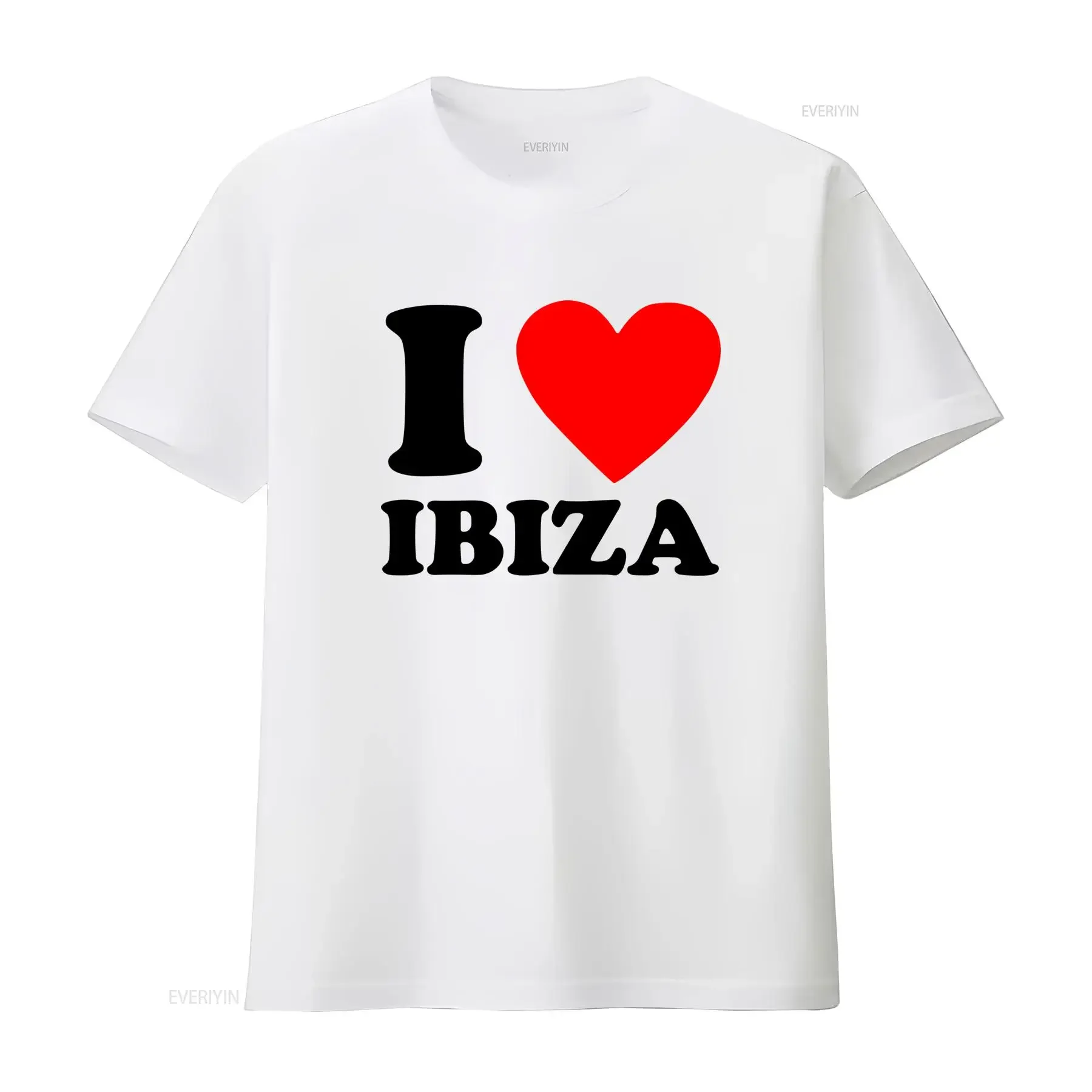 T-shirt de vacances I Love Heart Ibiza, élégant et confortable pour vos vacances, vintage, délavé, graphique unisexe, légèrement tendance