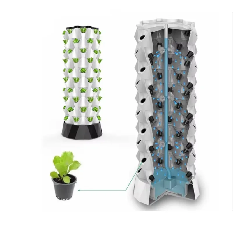 Petal Tower Complete Vertical Hydroponics Tower Garden Economic Practical Household 80 Hole Hydroponic Tower with Led Grow Light