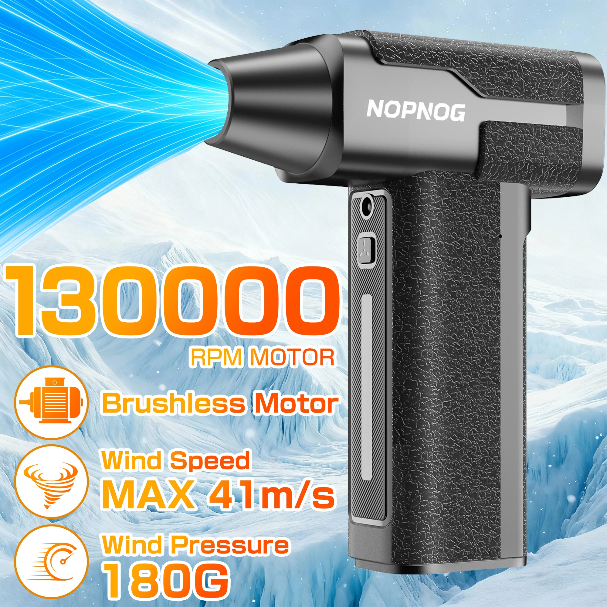 Turbo Blower 130000RPM 4 Gears Type-C Charging Portable Jet Fan for Car Snow Removal Air Duster