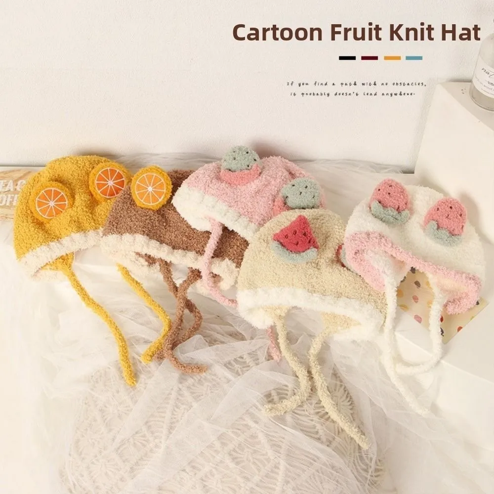 الكرتون الباردة واقية الخريف الشتاء القبعات سميكة لطيف الفاكهة دفئا الدافئة بونيه الدافئة طفل البلوز قبعة الوليد طفل #3