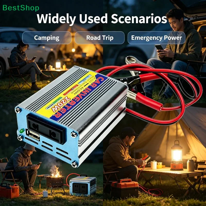 220W Car Power Inverter 12V DC To 220V AC USB Port Multi Protection For Road Trips Camping Outdoor