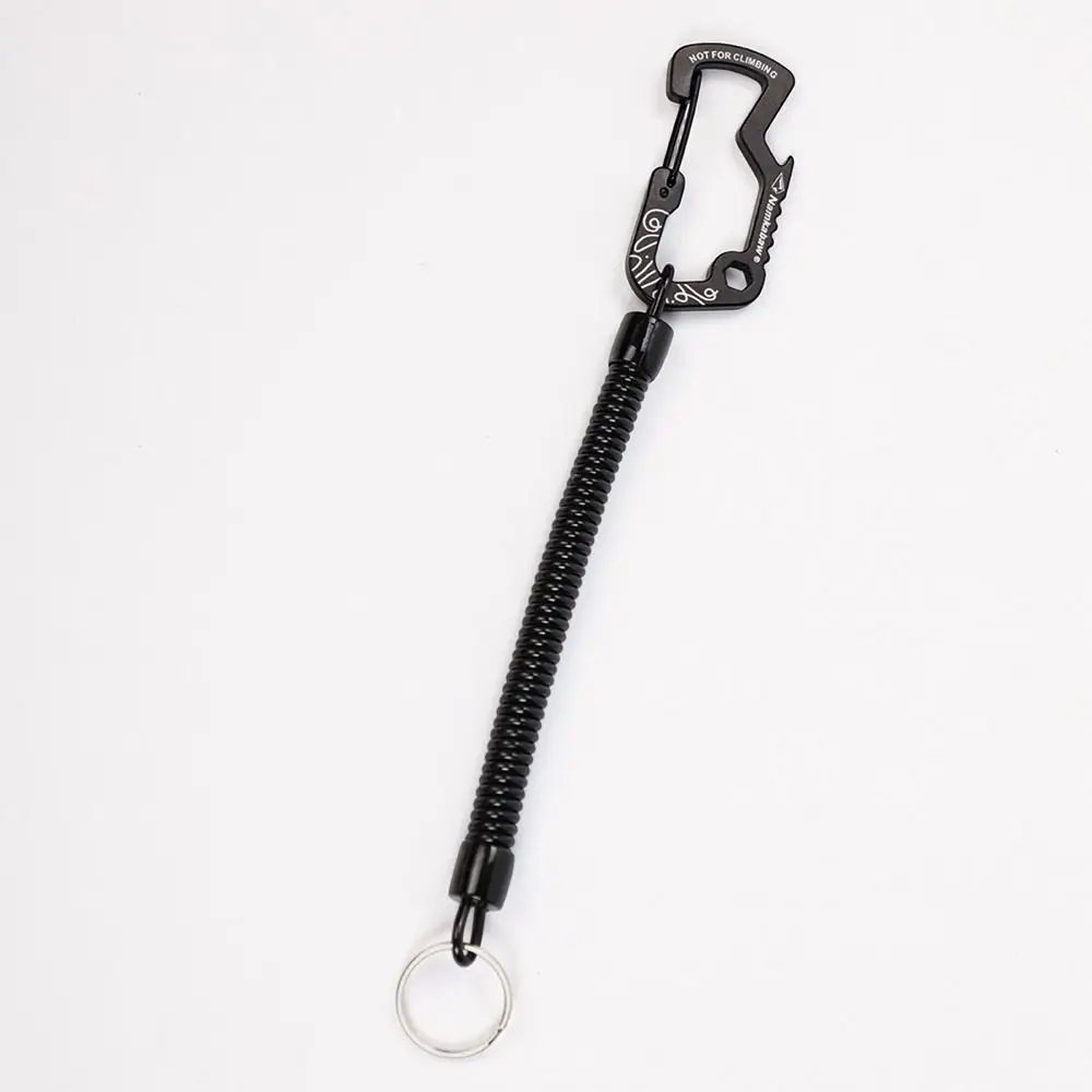 1/2/5pcs Multi functional Outdoor Retractable Spring Elastic Rope Anti-lost Black Hiking Camping Phone Keychain