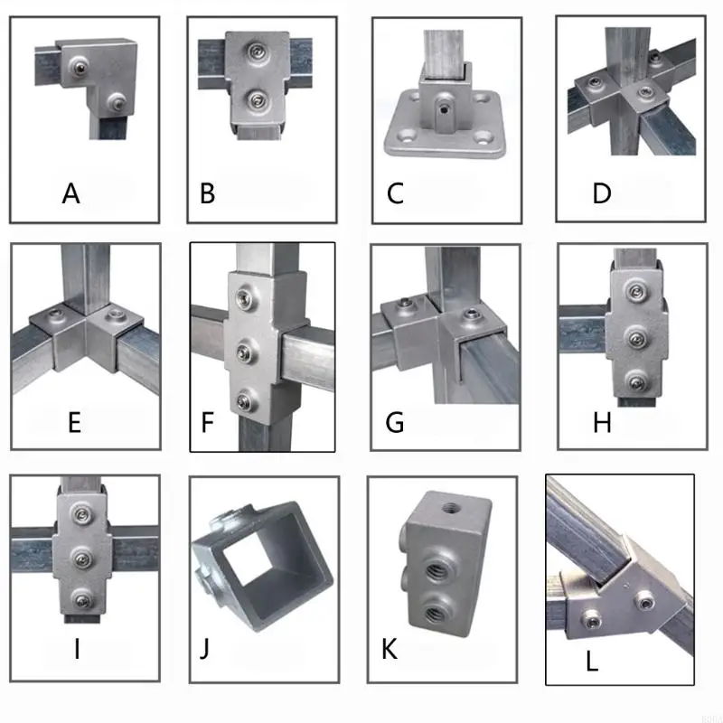 Square Pipe Fixed Joint Storage Rack Connector Aluminum Alloy Joint Fittings Connection Fastener Easy to Install