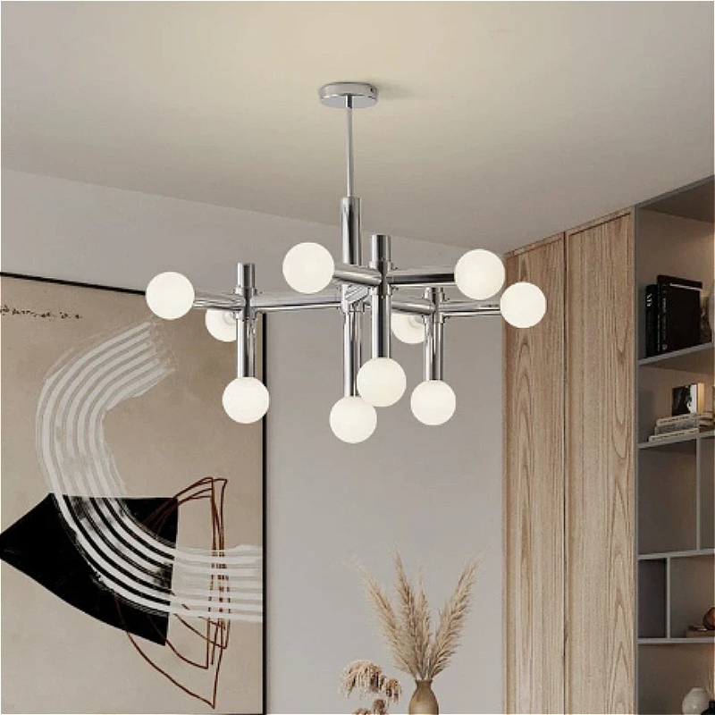 Bauhaus Italy Design LED Pendant Light Sliver Circle Balls Chandelier Home Decor for Dinning Living Room Restaurant Lustre Lamps