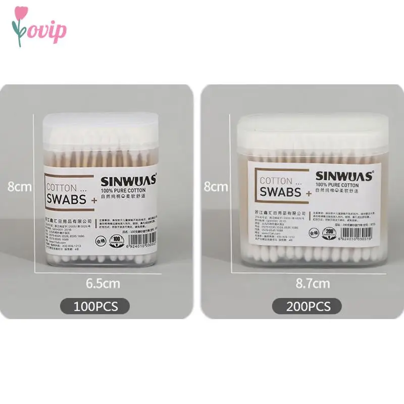 Escova descartável Ultra-Small Cotton Swab, Cílios Extensão Glue Removendo Ferramentas, Lint Free Micro Brushes, Madeira, 100 Pcs, 200Pcs