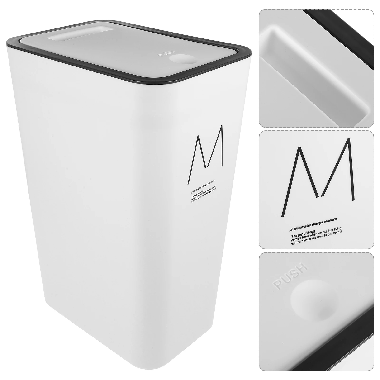 10L Bathroom Trash Can Small Garbage Can with Press Top Lid for Toilet Bedroom Living Room Plastic Wastebasket with Pop-up Lid