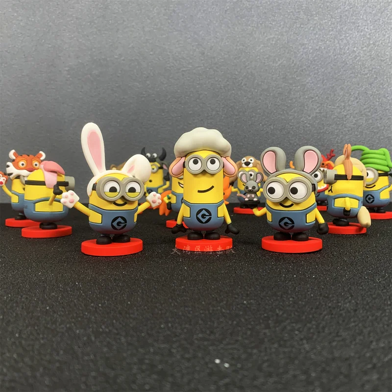 Gran oferta de Minions, mi villano favorito, serie del zodiaco chino, figura de acción, muñeca bonita, juguete, caja ciega, adorno, juguete periférico, regalo de cumpleaños