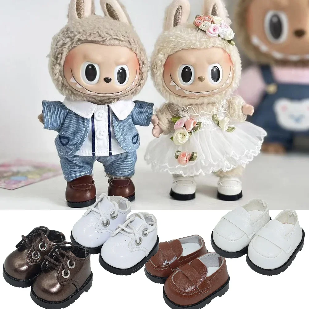 17cm Plush Dolls Shoes For LABUBU Boots Toys Casual Sports Shoes Dolls Accessories DIY Doll Toys Leather Shoes Suitable