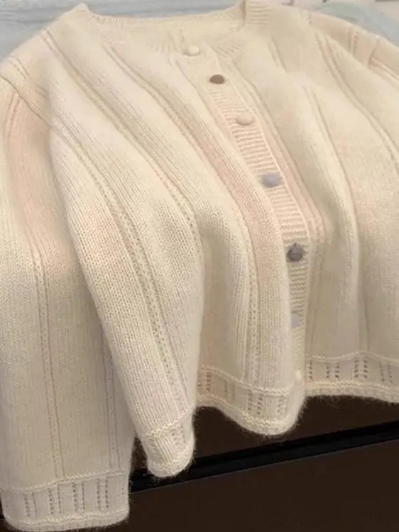 

Soft Cozy Knitted Open Cardigan Women's Loose Versatile Large Size round Ne Outerwear Casual High Waist Pear Body pe