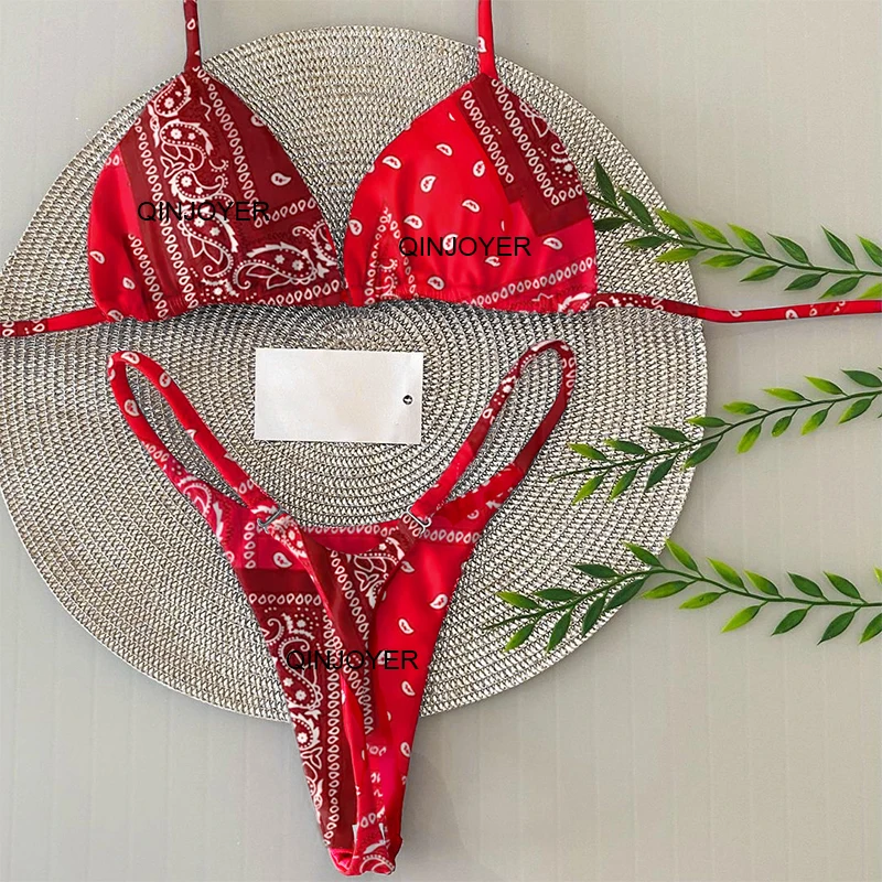 Qinjoyer Hoge Taille Bikini Set Vrouwen Badmode Twee Stuks Badpak Sexy String Badpakken Voor Vrouwen Meisjes Biquini Strandkleding