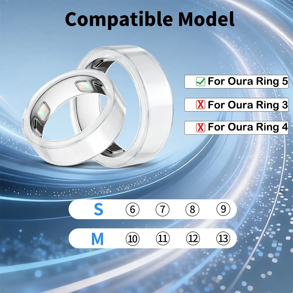 Clear Ring Cover for Oura Ring 5 Transparent Scratch Resistant Smart Ring Cover 0.4mm Ultra-Thin Ring Protector Case