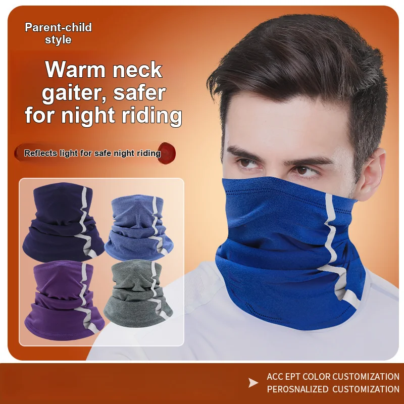 Thermal Neck Gaiter Color Dralon Windproof Parent child Reflective Strip Multifunctional Protective Cycling Face Cover
