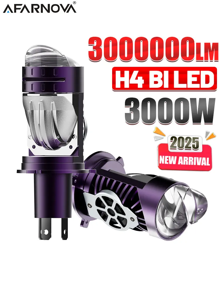 Mini projecteur LED H4 3000W, lentille LHD 3000000LM, ampoules de phare de voiture H4 super lumineuses, Canbus 6500K blanc, lampes turbo, Plug & Play