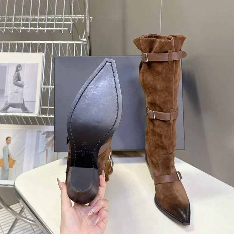 أحذية الثلوج الدافئة أحدث الخريف الشتاء نمط كسول نمط مشبك نمط كتلة كعب الأحذية قبعات رعاة البقر الغربية الأحذية عطلة الثلوج رحلة الثلوج