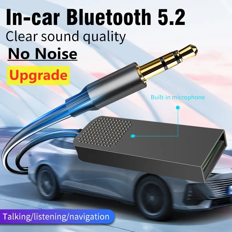 Bluetooth 5.2 Audio Receiver Stereo Dongle USB To 3.5mm AUX Jack Car Wireless Adapter Handsfree For Car Kit Speaker Amplifier