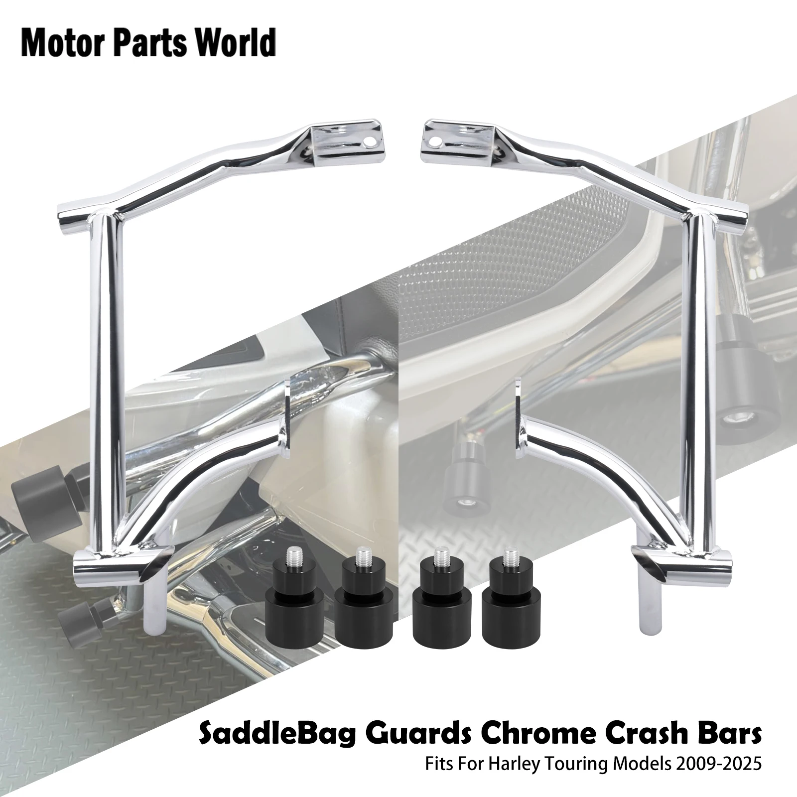 

Motorcycle Accessories Chrome Saddlebags Crash Bars Guard Left Right Bumpers For Harley Street Electra Glide Road King 2009-2024