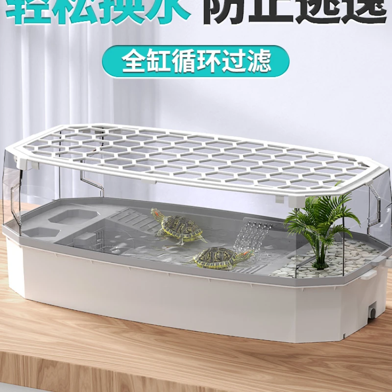 

Turtle tank with sundeck landscaping home breeding box snapping turtle Brazilian turtlespecial ecological tank turtle box house