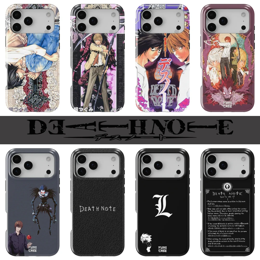 Funda de Teléfono con Diseño de Cómic para iPhone 17, 17e, 16e, 16, 15, 14, 13, 12, 11, X, XS, XR, XSMAX, 7, 8, Air, Pro, Max, Plus, Doble Capa, D-Death N-Note