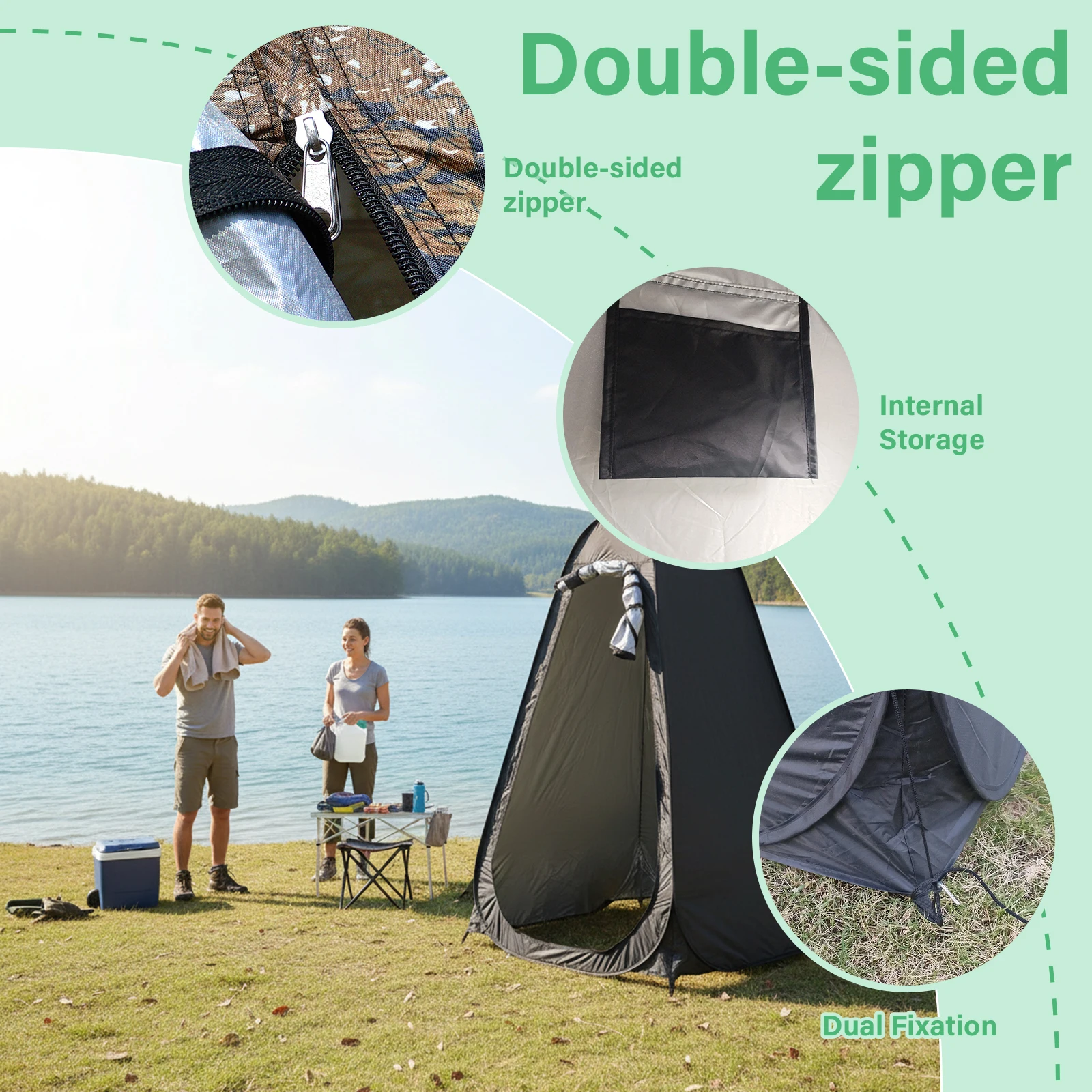 Portable Pop-Up Privacy Tent for Outdoor Shower Camping Toilet Rain Shelter Easy Setup Foldable with Storage Bag