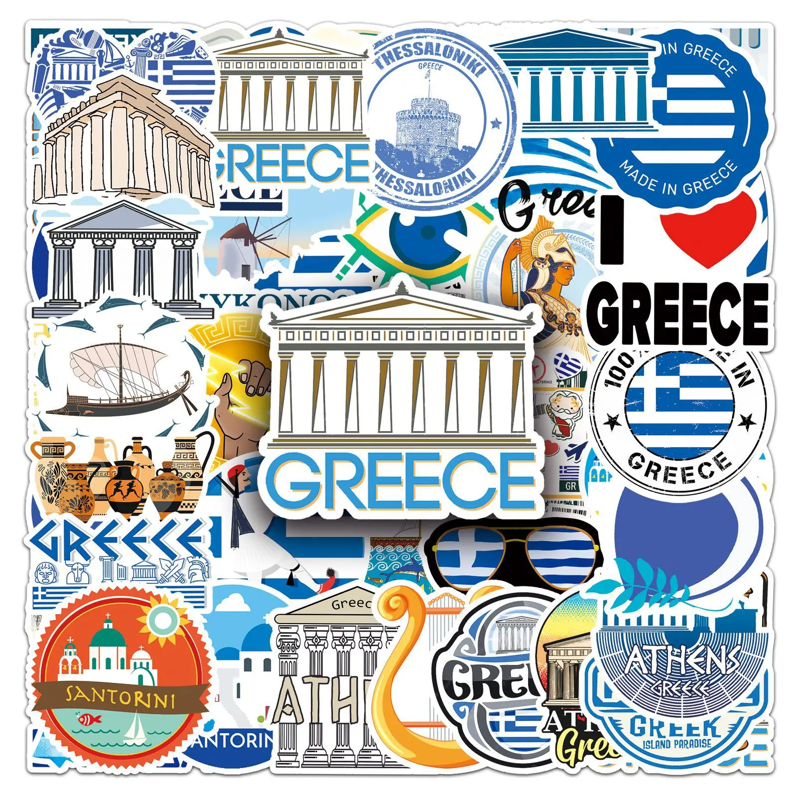 

50PCS Aesthetics Greece Travel Stickers Graffiti Decoration Suitcase Scrapbooking Laptop Phone Stationery Kid Toy Sticker