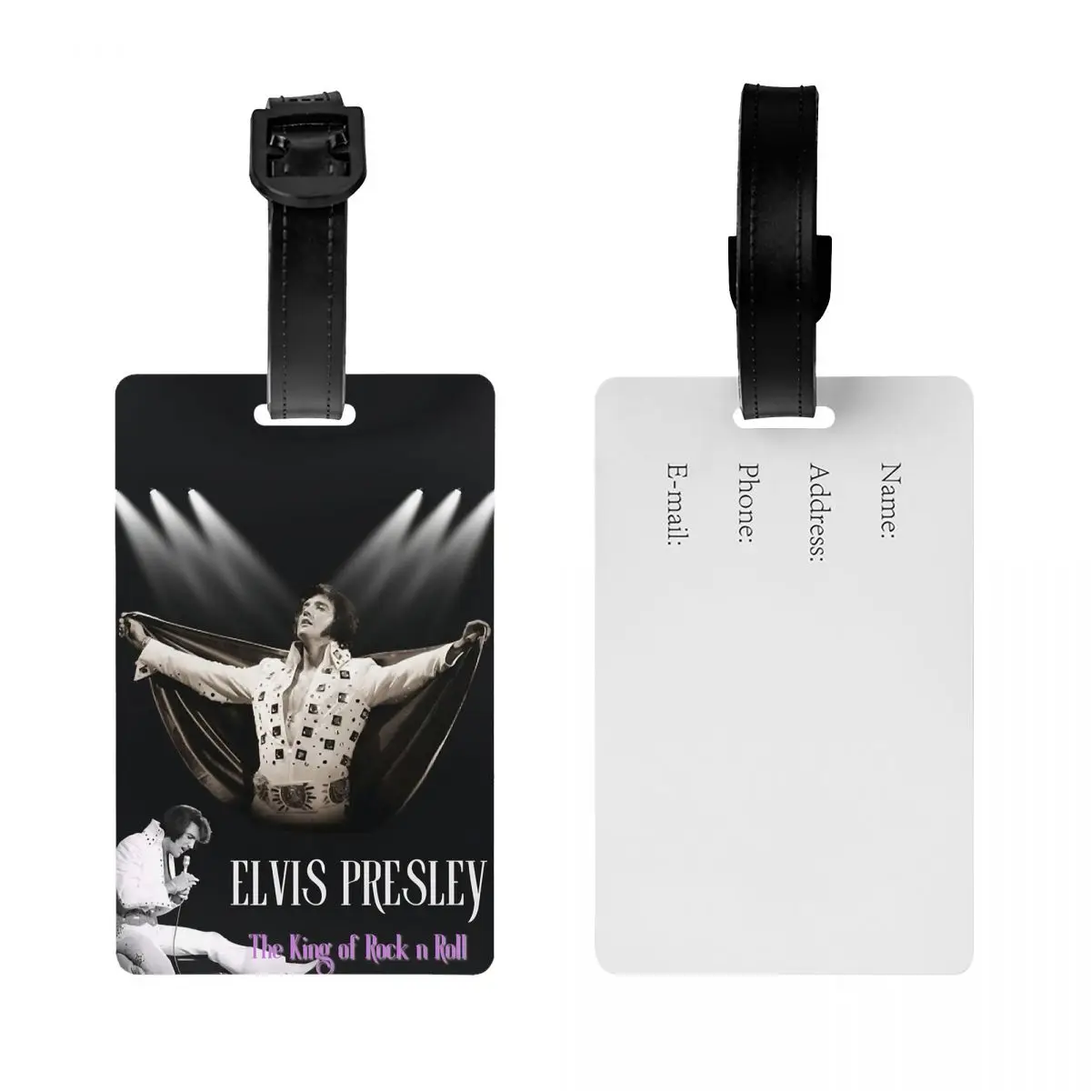 E-Elvis Presley The King علامات الأمتعة حقيبة الملحقات السفر لطيف الأمتعة الصعود علامة التسمية حامل معرف اسم العنوان #2