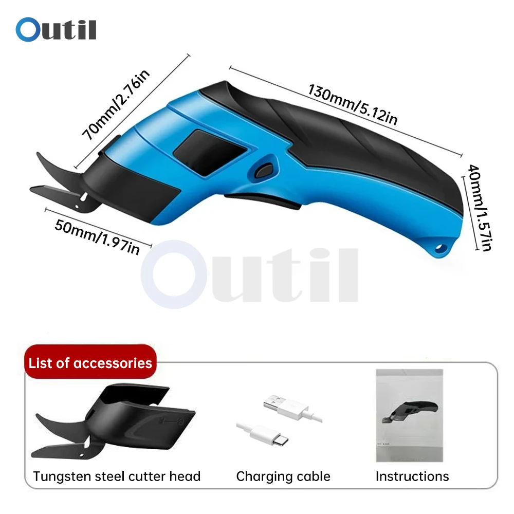 Electric Scissors Cloth Cutting Machine Lithium Charging Leather Sewing Tailor Type-c Charging Scissor Blade Portable Hand Tool