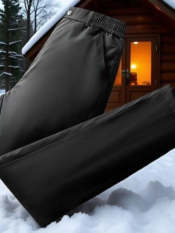 

2025 New Men's down Pants Thiened Fce Lined Outdoor Sports Warmth Du down Trousers for Winter Long Youth Sle