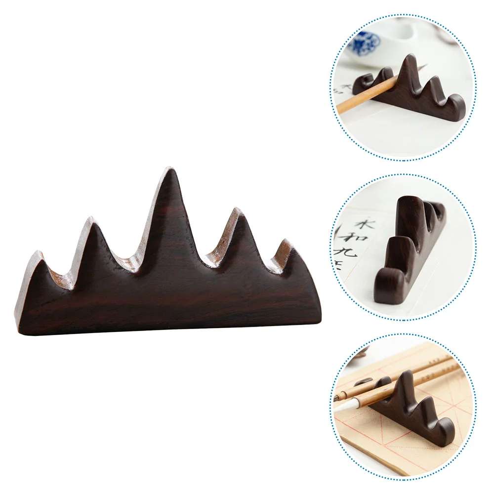 

Wuzhishan Calligraphy Brush Pencil Holder Sumi Writing Stand Wooden Rest Vintage Rack Ink