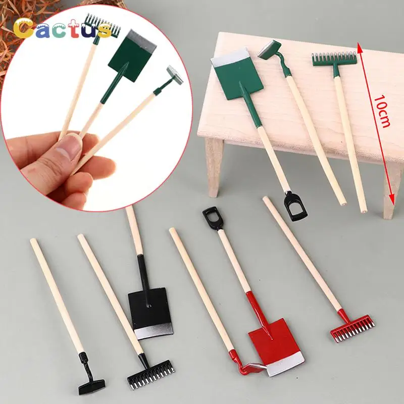 3Pcs/set 1:12 Dollhouse Miniatures Gardening Shovel Rake Hoes Farm Gardening Tool Mini Digging Suits Doll Decor