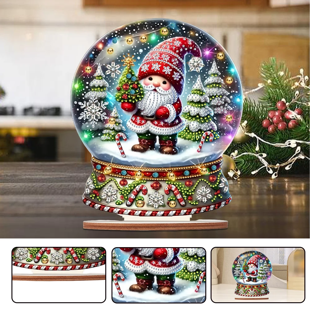 

Wooden Special Shaped Christmas Theme Diamond Painting Tabletop Ornaments Kit Diamond Painting Desktop Decorations for Beginner