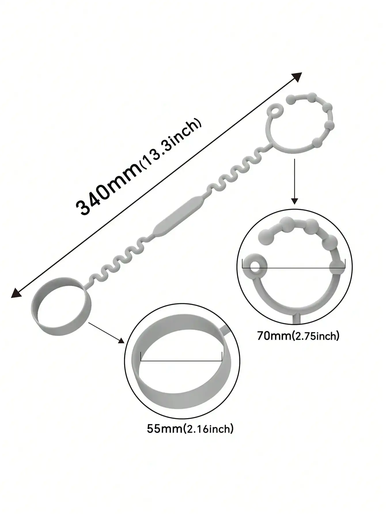 3PK Silicone Bottle Straps. Adjustable safety leashes for toys. Perfect for strollers, highchairs & car seats.