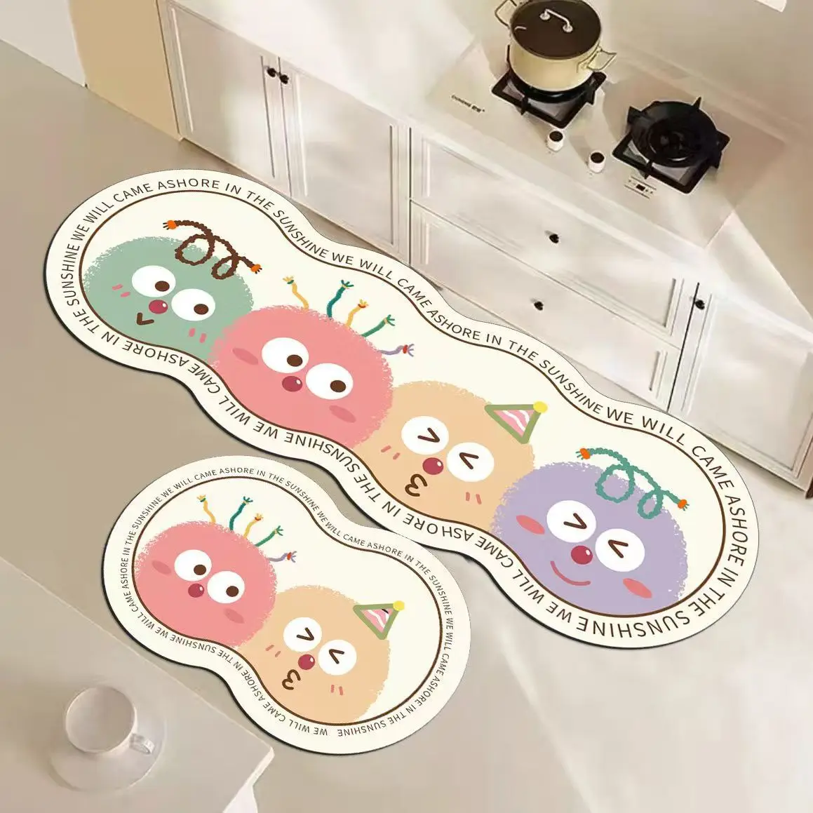 Cute Shaped Bath Mat Set Super Absorbent Bathroom Rug Quick Dry Shower Carpet Non Slip Foot Mat Soft Diatom Mat 40x60cm+40x120cm