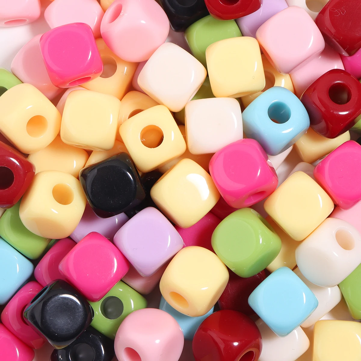 30pcs 12mm Cream Color Square Acrylic Beads Cube Loose Spacer Bead For Jewelry Making DIY Necklace Bracelet Phone Chain Keychain