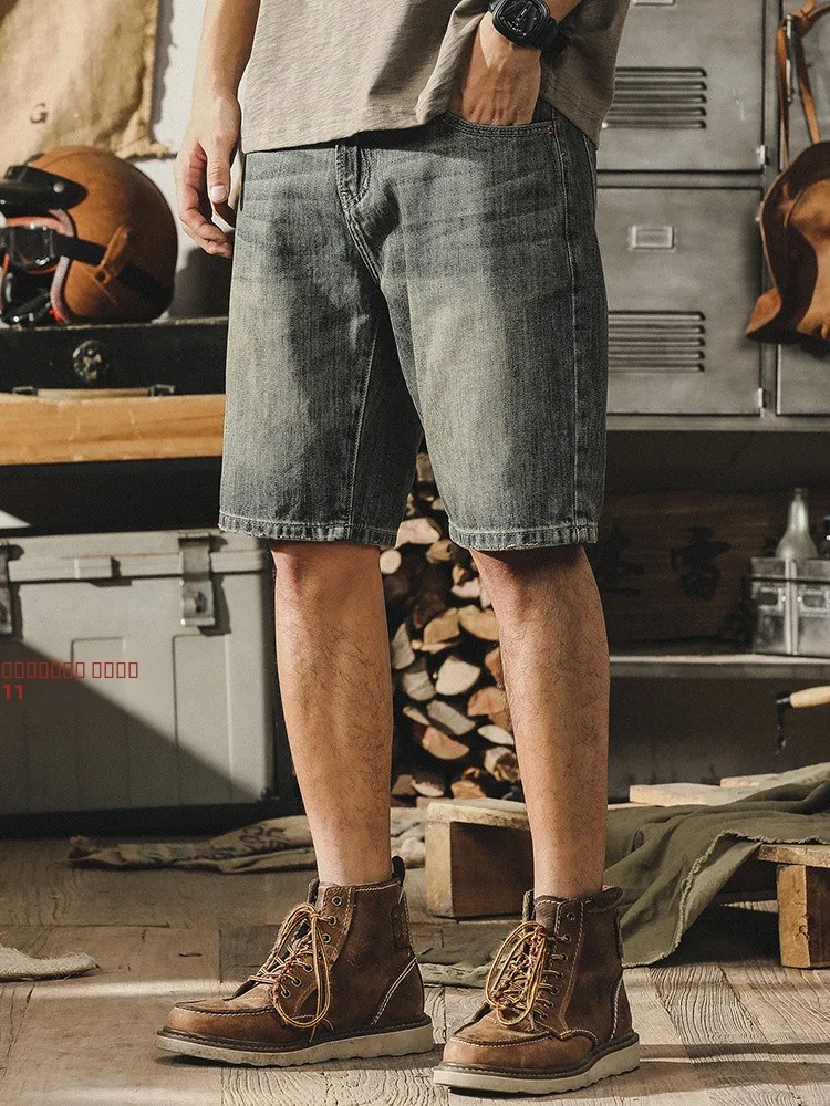 

Мужские джинсы Jieren American Sle Classic, летние, новые, свободные, в стиле ретро, с эффектом грязной окраски, прямые, средней посадки, длиной до колена