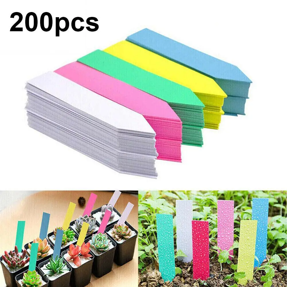 200Pcs Garden Plant Labels Plant Accessories Flower Tools Plastic Seedling Labels Markers Pots Nursery Tags DIY Plant Tray W3C2