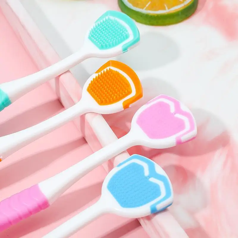 4 Pack Silicone Tongue Scraper for Sensitive Oral Soft BPA Free Tongue Cleaner Remove Bad Breath for Daily Care