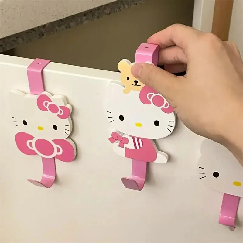 1 SZTUK Woodiness No Punching Required Anime Hello Kitty Storage Hook Kitchen Organizer Rack Cabinet Door Back Hook Towel Hanger