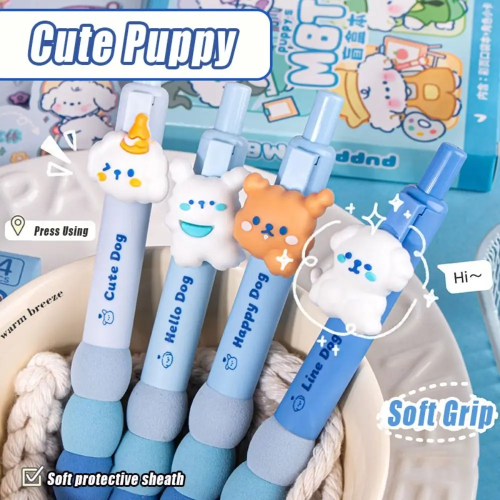 

4PCS/Box 0.5mm Black Ink Gel Pen Soft Grip Capybara Ballpoint Pen Quick Drying Press Using Office Signature Pen Students