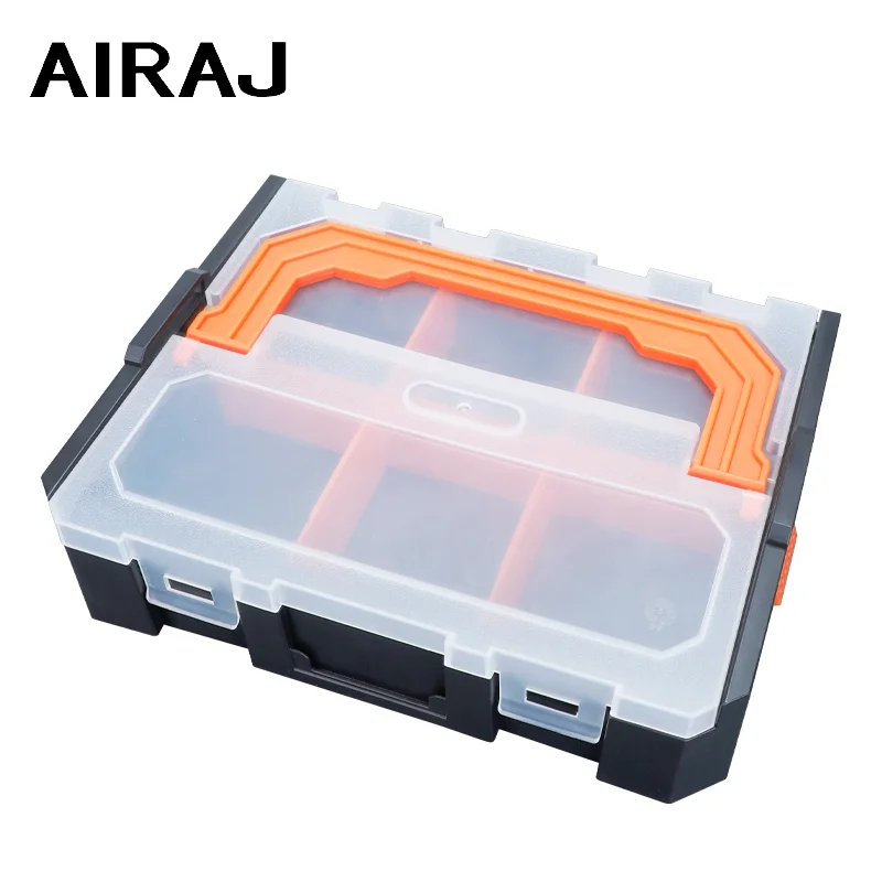 AIRAJ 2/3Layer Tool Storage Box Adjustable 8Grids Compartment Plastic Storage Box Screw Organizer 26*16.8*6cm Pill Hardware Tool