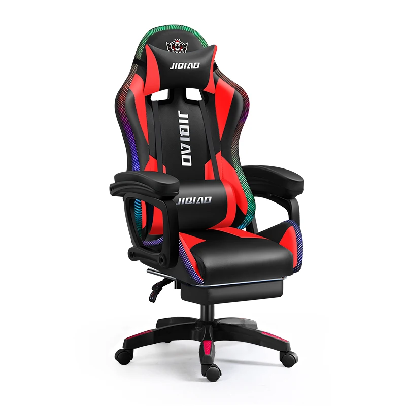 Pu Leather Professional Reclining Swivel Gaming Chairs With Rgb and Massage and Footrest