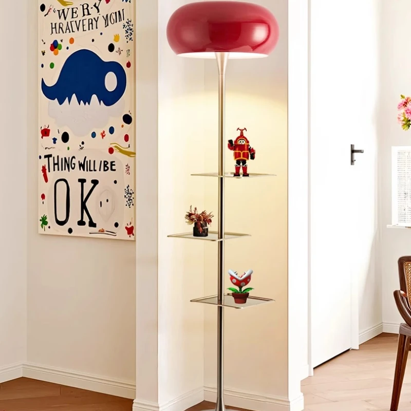 Memphis Iron Floor Lamps Metallic Luster Atmosphere Vertical Lights Eye Protection Sofa Side Multi-functional Storage Desk Light