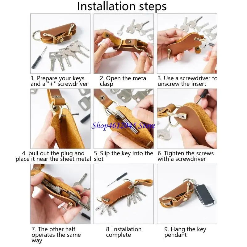 

L69A Portable Car Keys Storage Bag for Creative for Key Adults Wear Resistant Keys Leather Holder for Up to 10 Keys