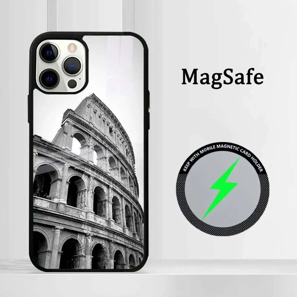 Classic Dark World Landmarks Phone Case For iPhone16 15 14 13 12 11 Pro Max Plus Mini Mirror Magnetic Cover