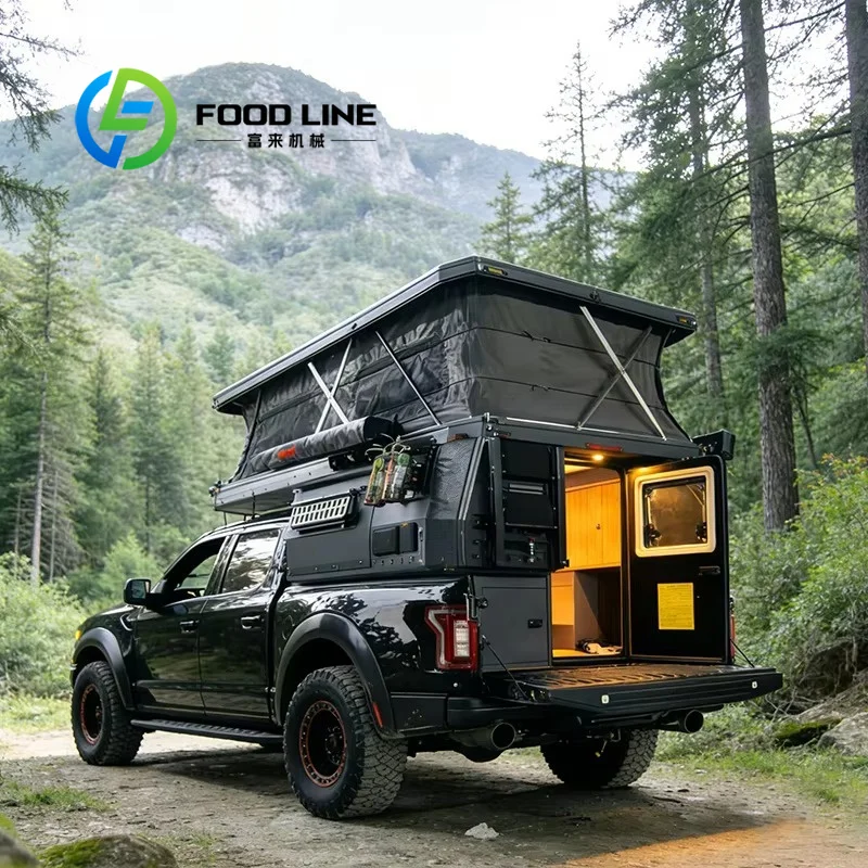 Customized 4X4 Truck Bed Pop Up Camper Light Slide‑On Structure Won’t Block Pickup Tailgate Normal Usage, Truck Camper Cabin