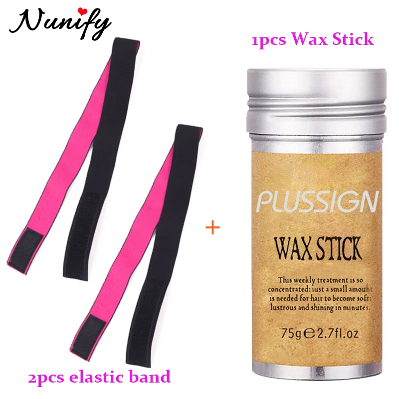 

2Pcs Elastic Headband For Wigs & 1Pcs Wax Stick For Edge Control Professional Hair Styling Stick For Women Edge Melt Wig Band