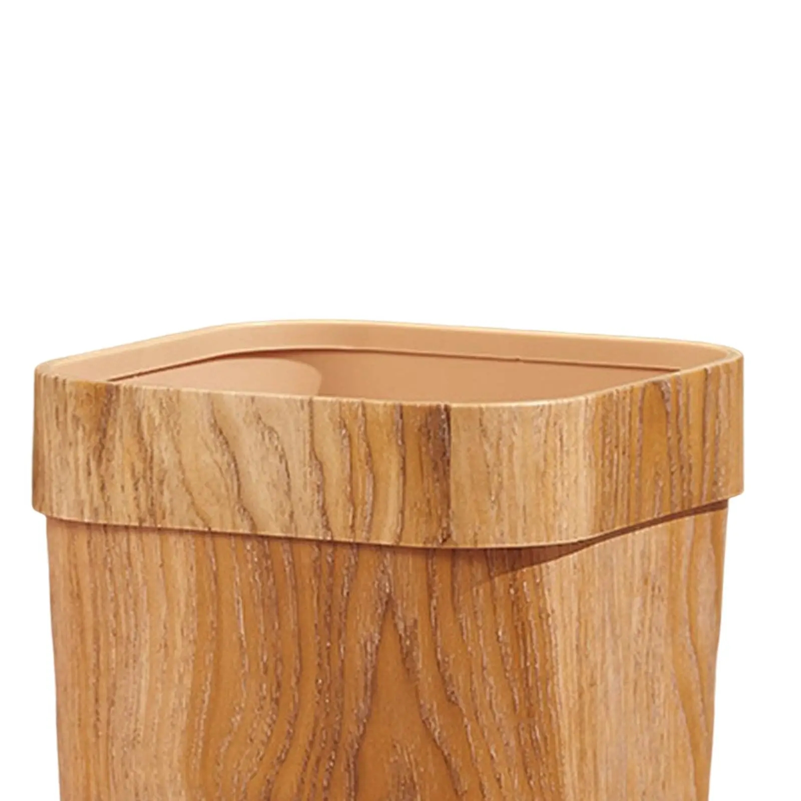 Large Rectangular Trash Can Wood Grain Wastebasket Garbage Bin with Removable Inner for Kitchen Office Bedroom Bathroom